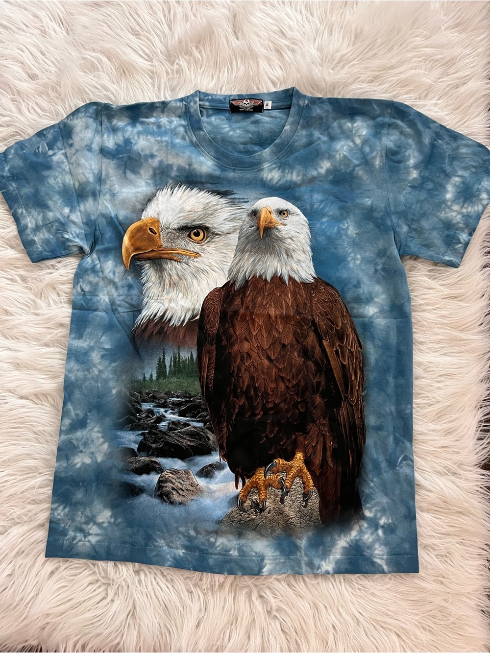 NEW- Eagle Graphic Tie-Dye Tee - Blue